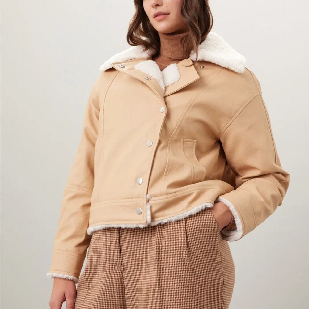 Derek Lam 10 Crosby Oversized Shearling Coat – Vegan Leather, RTR Exclusive